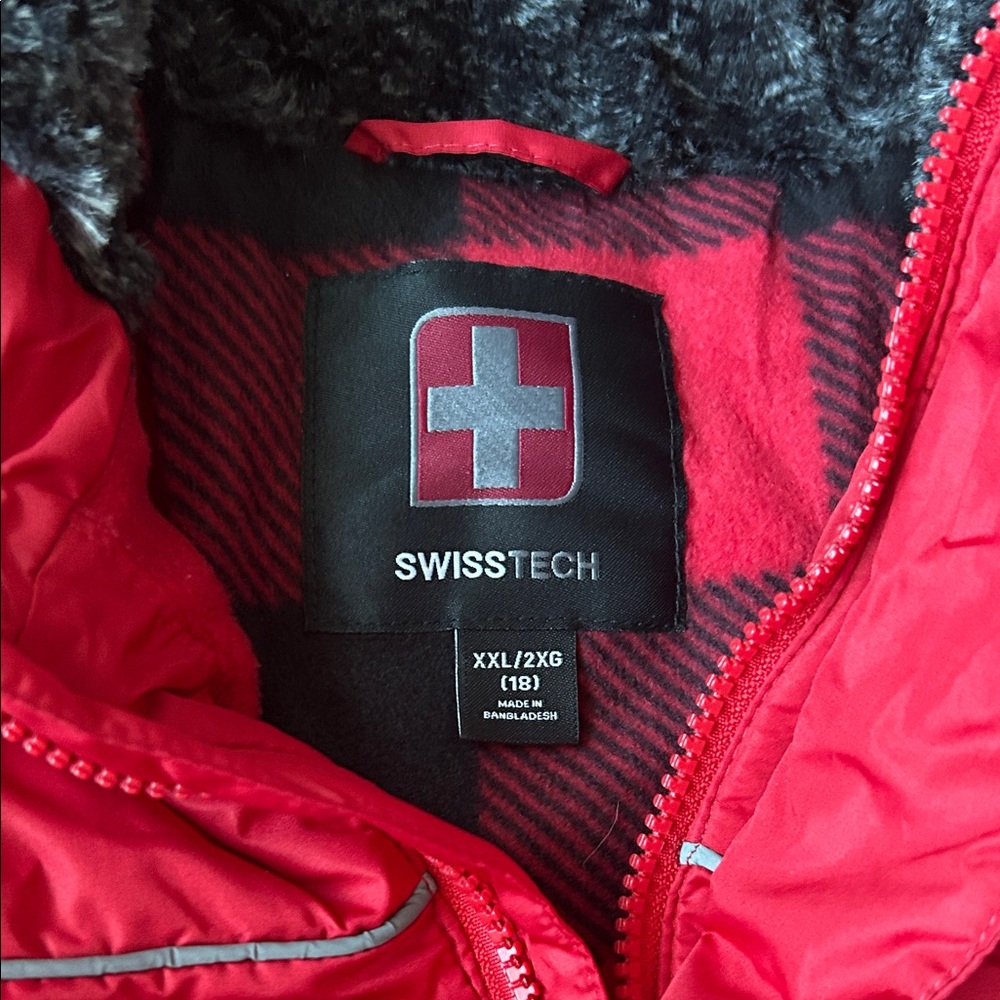 Swiss Tech Boys Red and Black Puffer Jacket Size XXL/2XG (18) - Picture 2 of 7
